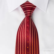 Perry Ellis Rhinestone Necktie Vertical Striped On Burgundy