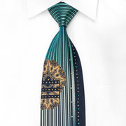 Renoma Men’s Crystal Necktie Turquoise Vertical Stripes &