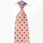 Renoma Men’s Crystal Silk Necktie Pink Geometric On Silver