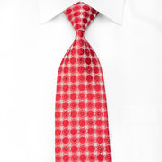 Renoma Men’s Crystal Silk Necktie Red Silver Geometric With