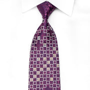Renoma Men’s Crystal Silk Tie Geometric Squares & Acanthus