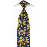 Renoma Men’s Rhinestone Necktie Golden Floral On Black - 1