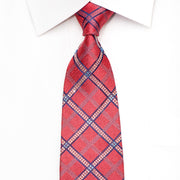 Renoma Men’s Rhinestone Silk Tie Checker On Pink With Silver