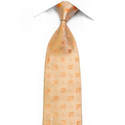 Renoma Rhinestone Silk Tie Geometric On Peach - 1