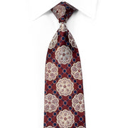 Renoma Rhinestone Tie Silver Medallions On Burgundy With