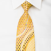 Renoma Silk Necktie Rhinestone Waves & Purple Polka Dots On