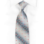 Renoma Silk Rhinestone Necktie Trellis On Graduating Silver