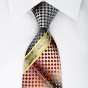 Roberta di Camerino Rhinestone Silk Necktie Red Blue Checked
