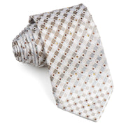 Rogatis Silk Necktie Beige Brown Check Design With Copper