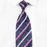 Rogers Dail Men’s Crystal Rhinestone Necktie Silver Pink