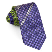 Rogers Dail Silk Neck Tie Purple Green Geometric Dots With