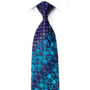 Roygen Rhinestone Tie Geometric On Floral On Navy With