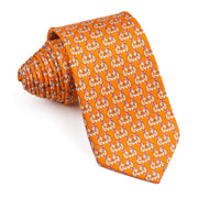 Silk Neck Tie By Renoma Printed Cartoon Dogs On Orange