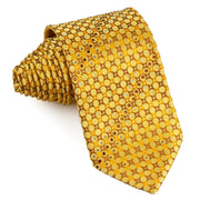 Silk Necktie By Metro City Geometric Design On Yellow With