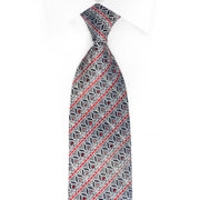 Ungaro Rhinestone Tie Silver Filigree Red Striped On Black