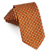 Vigevano Silk Necktie Orange Foulard Paisley On Brown With