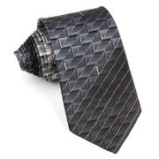Vito Rufolo Rhinestone Silk Neck Tie Silver Geometric Design