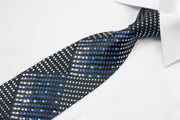 Vito Rufolo Rhinestone Tie Silver & Blue Geometric Dots On