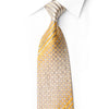 San-Dee ivory silk necktie with champagne-gold geometric pattern, silver stripes and crystal rhinestones