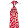 Luxury Ruby Red &amp; Silver Scrolls Crystal Silk Tie