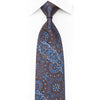 Caesars Silk Necktie Brown Anthemion On Blue Sparkling With Rhinestones