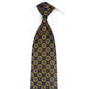 Gold Medallions On Navy Blue Rhinestone Silk Necktie