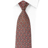 Daks Silk Necktie Silver Geometric Pentágonos em Borgonha Escura com Strass Vermelho