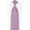 Silver Mauve Floral On Pink Rhinestone Silk Necktie With Silver Sparkles