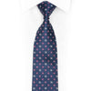 Gravata floral rosa em seda azul com strass cristal AB