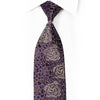 Gravata de seda floral roxa com strass marrom e brilhos