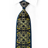 Green Damask On Navy Rhinestone Silk Necktie