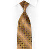 Gold Geometric On Silver Rhinestone Silk Necktie