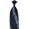 Silver Black Acanthus On Dark Blue Rhinestone Necktie With Silver Sparkles