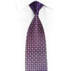 Purple Geometric On Navy Rhinestone Silk Necktie With Silver Sparkles