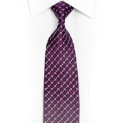 Silver Trellis On Purple Rhinestone Silk Necktie With Sparkles