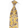 Yellow Acanthus On Gold Rhinestone Silk Necktie With Silver Sparkles