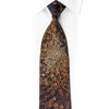 Lancetti Rhinestone Silk Necktie Brown Orange Scrolls On Black