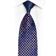 Purple Teal Geometric On Navy Rhinestone Silk Tie With Sparkles