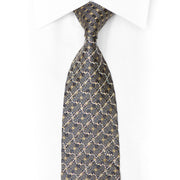 Gold Trellis On Navy Blue Rhinestone Silk Necktie With Silver Sparkles