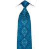 Mila Schon Men's Silk Necktie Damask On Blue Sparkling With Rhinestones