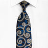 Scrolls On Navy Rhinestone Silk Necktie