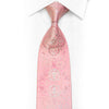 Silver Ornate Cartouche On Pink Rhinestone Silk Necktie With Silver Sparkles