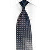 Silver Geometric On Navy Rhinestone Silk Necktie