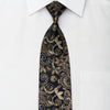 Gravata floral dourada em seda com strass preto