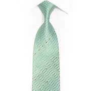 Gravata de seda geométrica em strass verde turquesa com brilhos turquesa