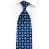 Gravata geométrica azul floral em seda de strass marinho com brilhos prateados