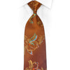 Orange Floral On Brown Rhinestone Necktie