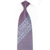 Silver Cartouche Violet Geometric On Blue Rhinestone Silk Tie