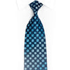 Geometric & Checkered Design On Navy Rhinestone Silk Necktie With Sparkles