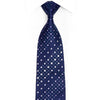 Gravata de Seda Azul-Marinho com Treliça Roxa e Strass com Brilhos Prateados